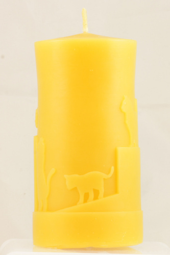Bienenwachskerze mit Katzen - 6 cm x 11,5 cm