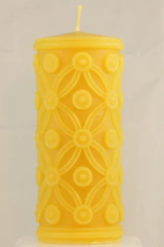 Stumpenkerzen mit Barock-Motiv aus 100% Bienenwachs 7 cm x 15,5 cm