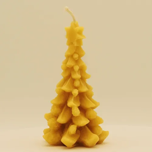Bienenwachskerze Tannenbaum mit Stern – Citybienen.de Kerzenwerkstatt