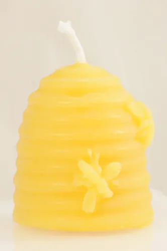Bienenkorb-Kerze aus Bienenwachs, 5 cm hoch, Ø 4 cm, 40 g